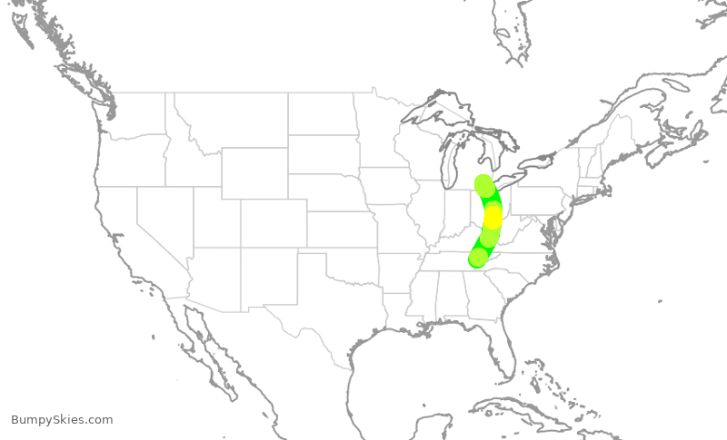 Turbulence forecast map for EDV5341, TYS to DTW