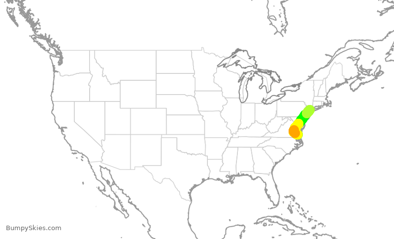 Turbulence forecast map for EDV5348, ORF to LGA
