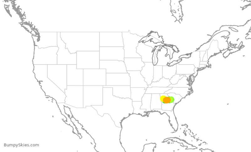 Turbulence forecast map for EDV5351, AGS to ATL