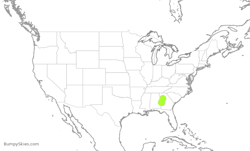 Turbulence forecast map for EDV5352, ATL to CSG