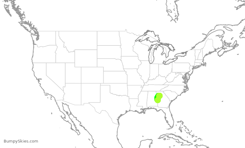 Turbulence forecast map for EDV5352, CSG to ATL