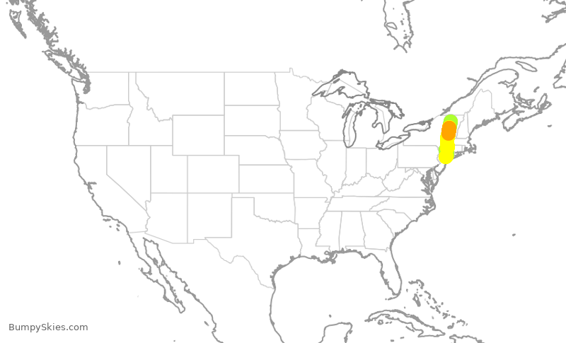 Turbulence forecast map for EDV5357, BTV to LGA