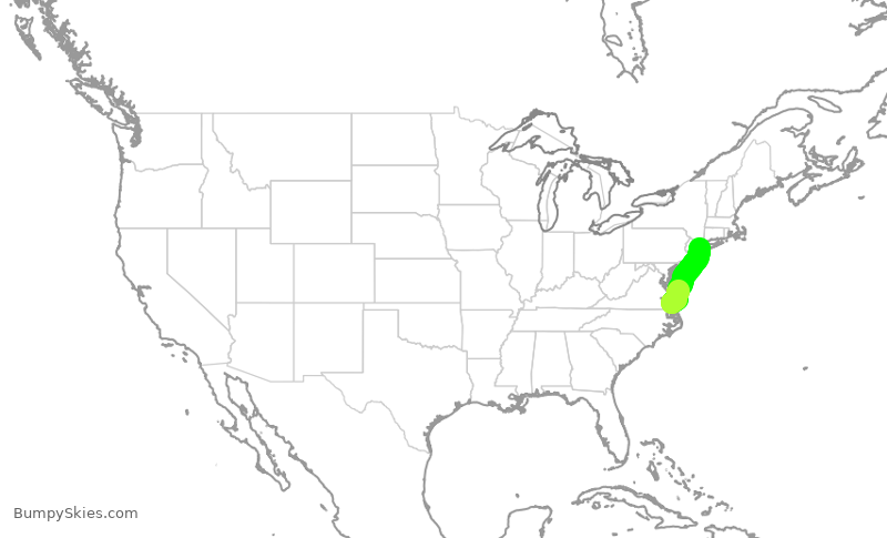 Turbulence forecast map for EDV5370, ORF to JFK