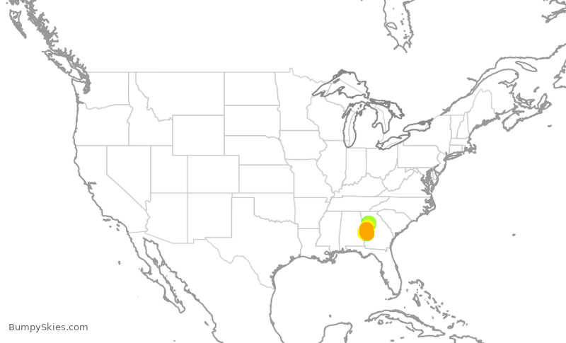 Turbulence forecast map for EDV5374, ATL to CSG