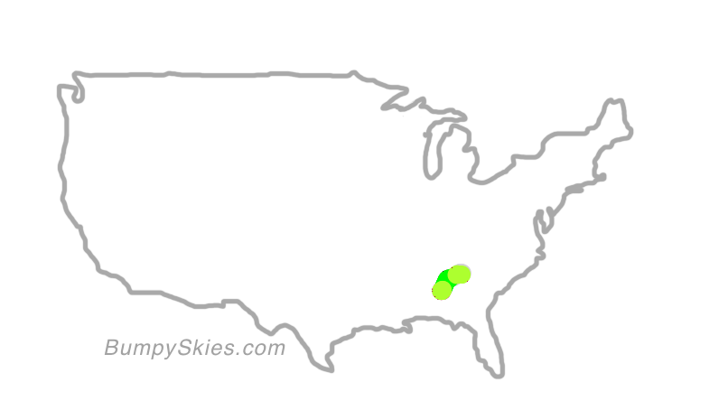 Map of continental US with illustrated flight path and turbulence forecast (described in text below)