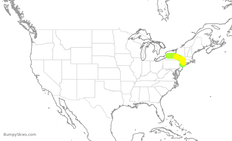 Turbulence forecast map for EDV5380, BUF to LGA
