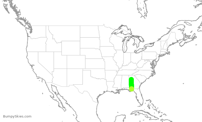 Turbulence forecast map for EDV5381, ATL to TLH