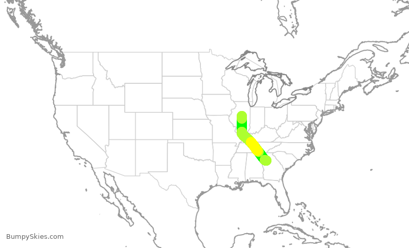 Turbulence forecast map for EDV5389, BMI to ATL