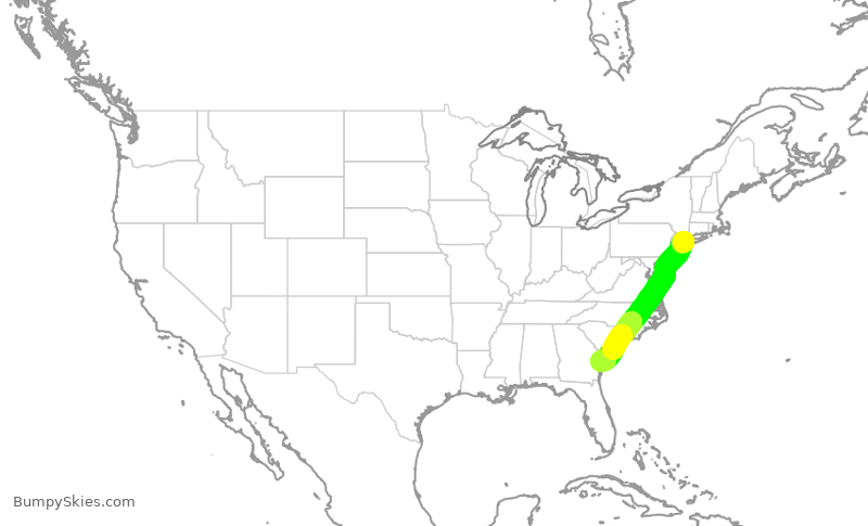Turbulence forecast map for EDV5398, LGA to SAV