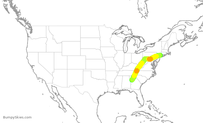 Turbulence forecast map for EDV5405, HPN to ATL