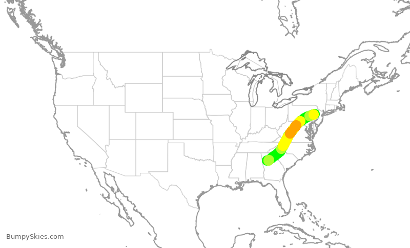 Turbulence forecast map for EDV5412, ATL to ABE