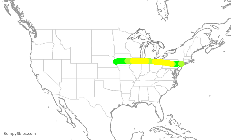 Turbulence forecast map for EDV5415, LGA to OMA