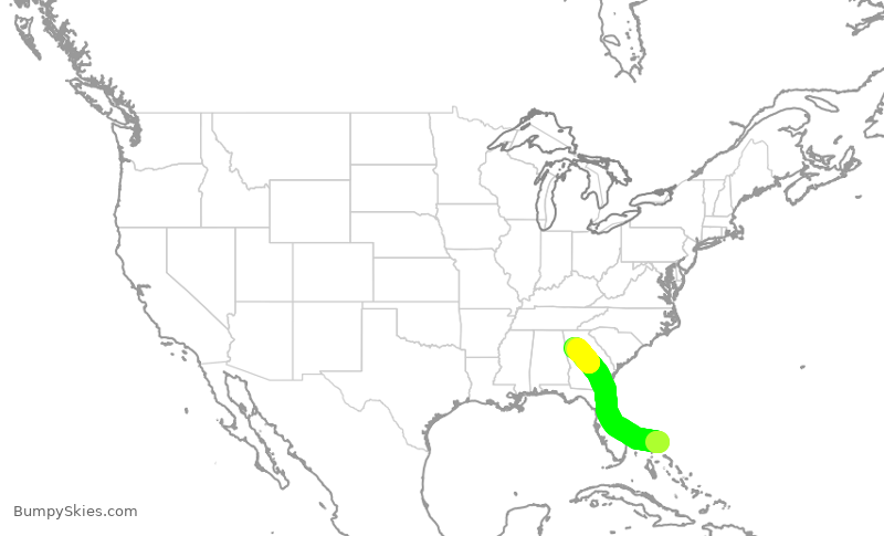 Turbulence forecast map for EDV5416, YAM to ATL