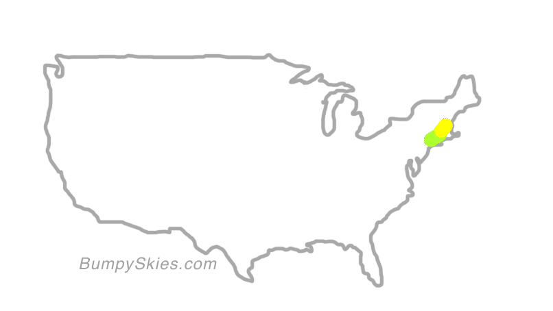 Map of continental US with illustrated flight path and turbulence forecast (described in text below)