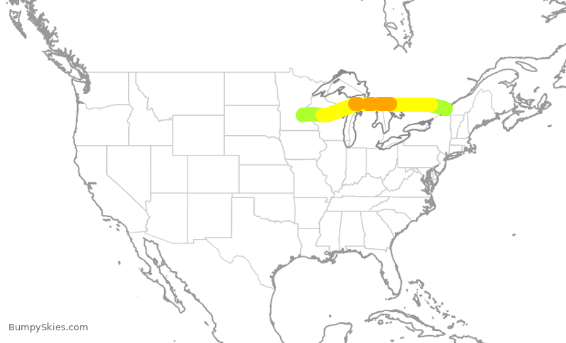 Turbulence forecast map for EDV5427, YUL to MSP