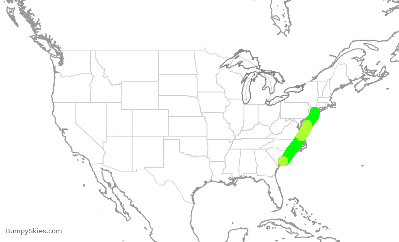 Turbulence forecast map for EDV5445, CHS to JFK