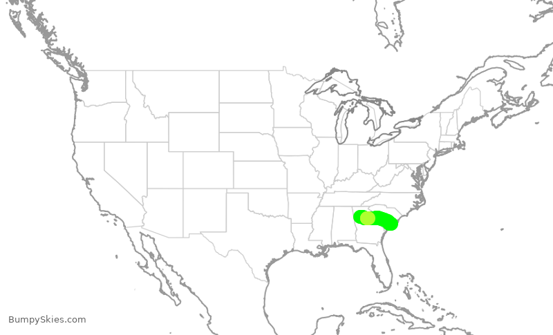 Turbulence forecast map for EDV5450, ATL to CHS