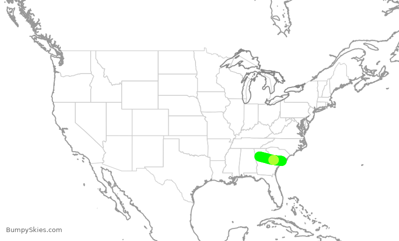 Turbulence forecast map for EDV5450, CHS to ATL