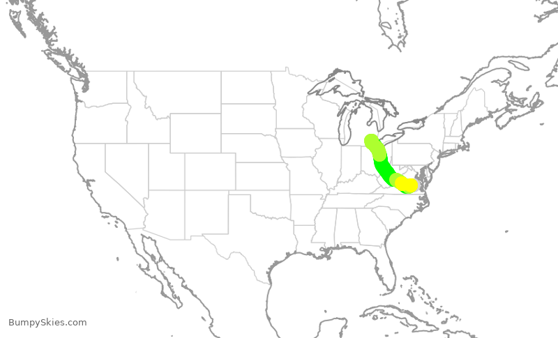 Turbulence forecast map for EDV5453, RIC to DTW