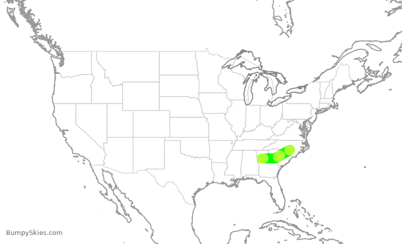Turbulence forecast map for EDV5462, FAY to ATL