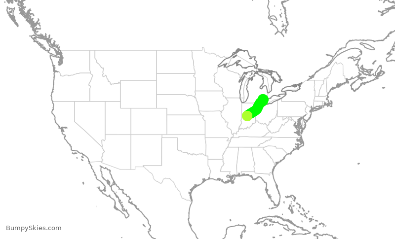Turbulence forecast map for EDV5473, DTW to IND