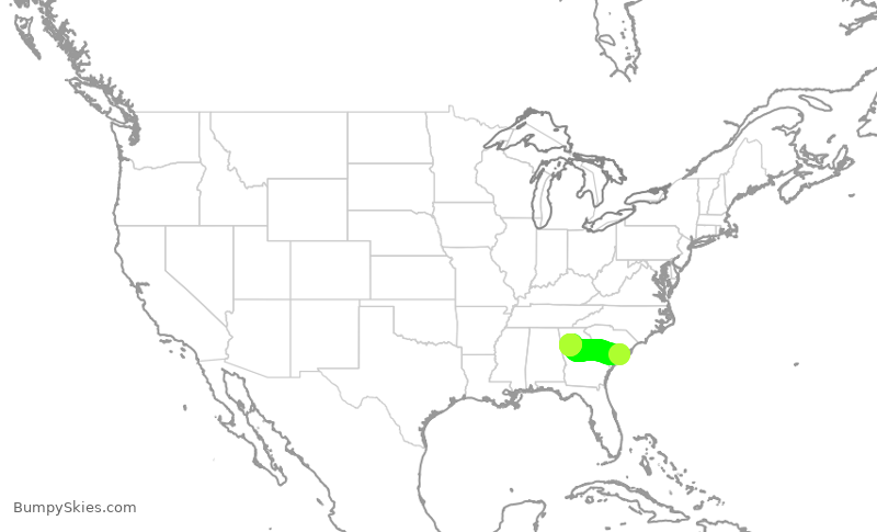 Turbulence forecast map for EDV5475, CHS to ATL