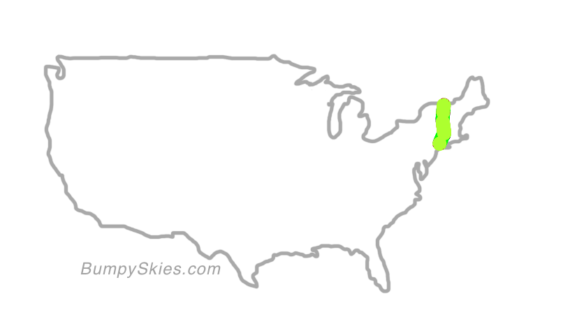 Map of continental US with illustrated flight path and turbulence forecast (described in text below)