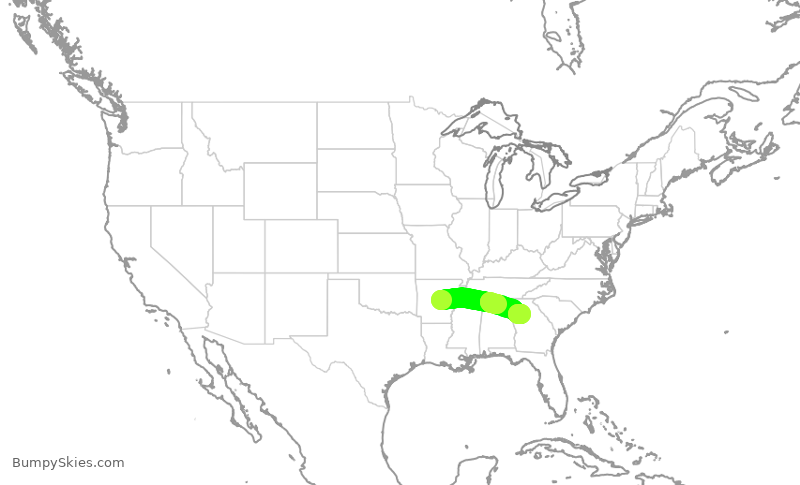 Turbulence forecast map for EDV5487, LIT to ATL
