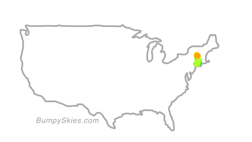 Map of continental US with illustrated flight path and turbulence forecast (described in text below)