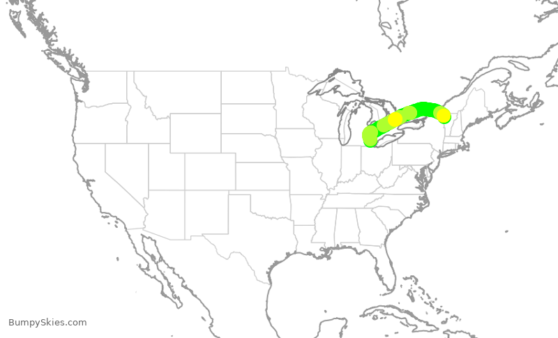 Turbulence forecast map for EDV5494, BTV to DTW