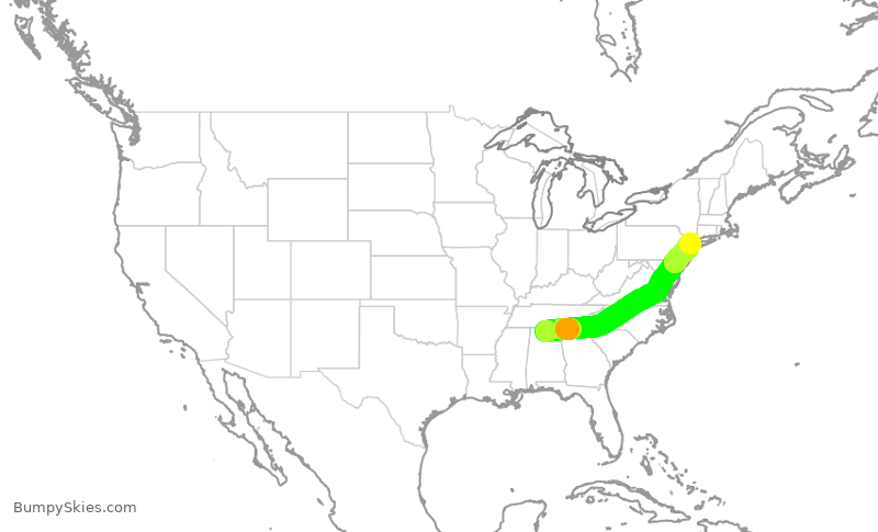 Turbulence forecast map for EDV5496, HSV to LGA