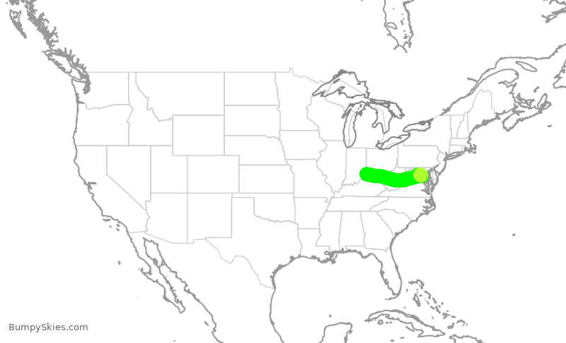 Turbulence forecast map for EDV5503, CVG to DCA