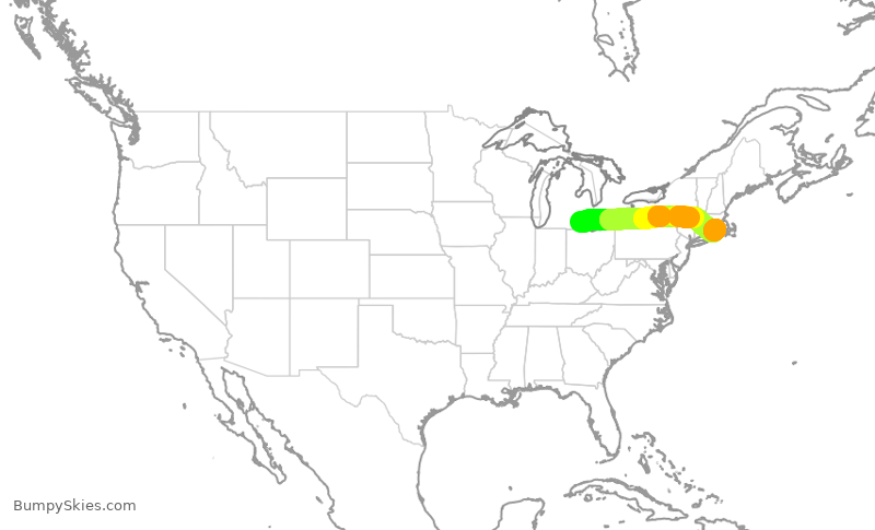 Turbulence forecast map for EDV5506, DTW to PVD