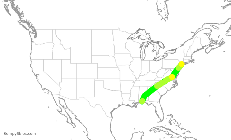 Turbulence forecast map for EDV5506, PNS to LGA