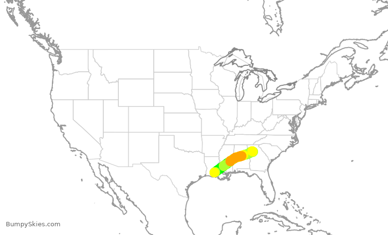 Turbulence forecast map for EDV5529, ATL to LFT
