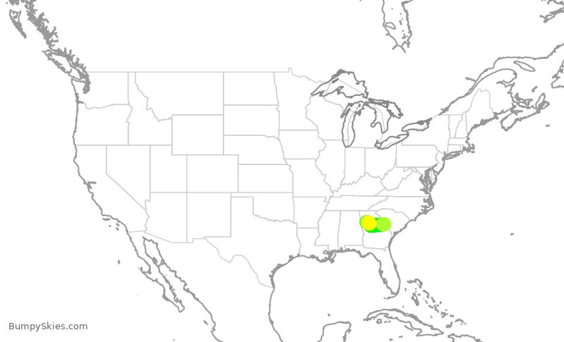 Turbulence forecast map for EDV5534, AGS to ATL
