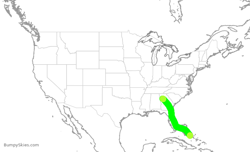 Turbulence forecast map for EDV5539, GGT to ATL