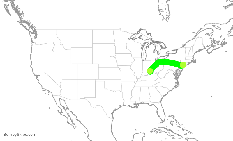 Turbulence forecast map for EDV5556, CVG to LGA