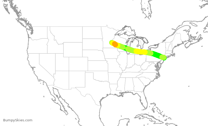 Turbulence forecast map for EDV5559, MSP to JFK