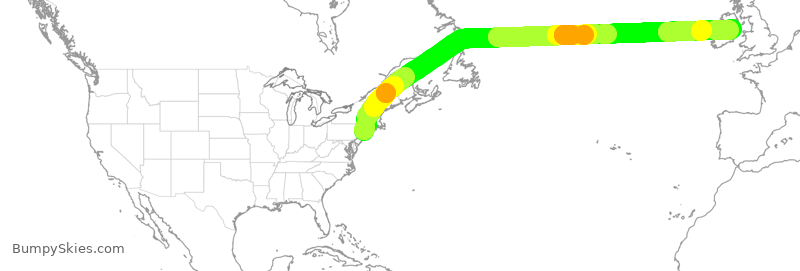 Turbulence forecast map for EIN104, JFK to DUB