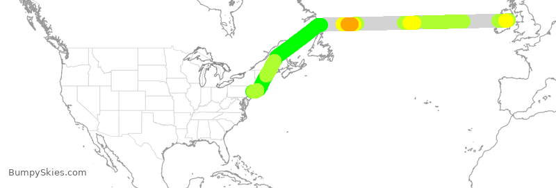 Turbulence forecast map for EIN105, DUB to JFK