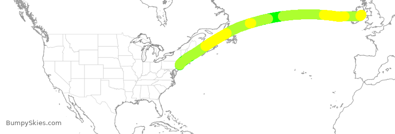 Turbulence forecast map for EIN106, JFK to DUB