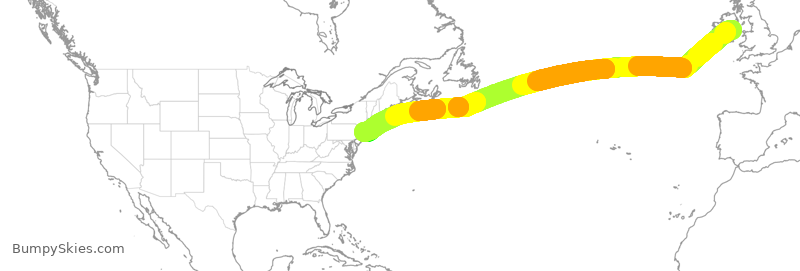 Turbulence forecast map for EIN107, DUB to JFK