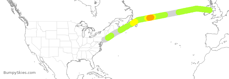 Turbulence forecast map for EIN108, JFK to IDW