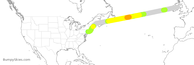 Turbulence forecast map for EIN109, DUB to JFK