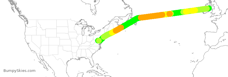 Turbulence forecast map for EIN118, IAD to DUB