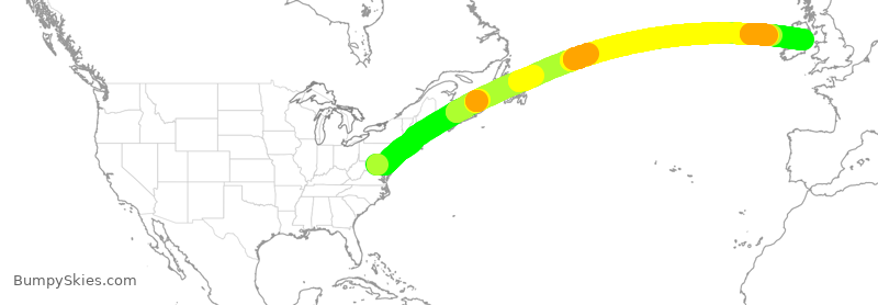 Turbulence forecast map for EIN11, IAD to DUB