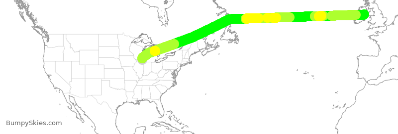 Turbulence forecast map for EIN122, ORD to DUB