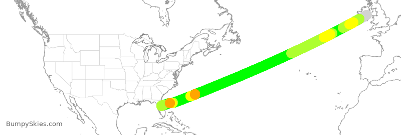 Turbulence forecast map for EIN12, DUB to MCO