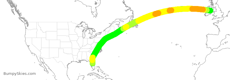 Turbulence forecast map for EIN12, MCO to DUB